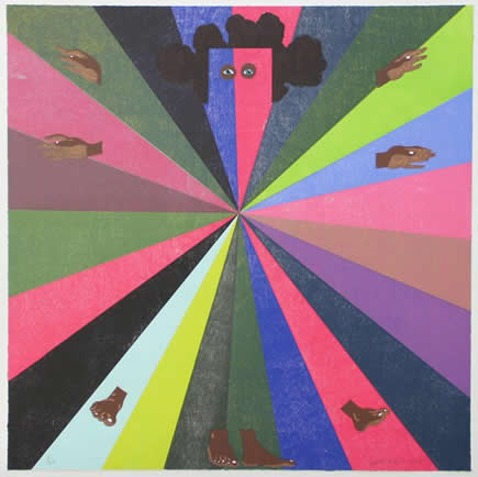 Vitruvian's Daughter, 2014 Woodcut, linocut and pochoir on Hosho paper 22 x 22 inches Edition of 20 $1,300 vitruvianman