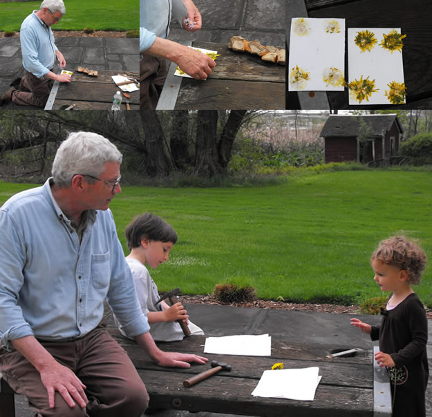 Workshop instructor Daniel Mack illustrating a creative techique with kids participating